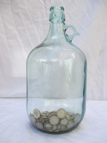 Large glass bottle money jar - bottle,