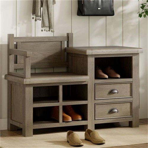 Oak hall storage bench - hall,