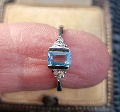 Aquamarine and diamond - aquamarine, ring