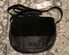 Ugg Australia Bia Mini School Bag Crossbody Leather Sheepskin Black NEW