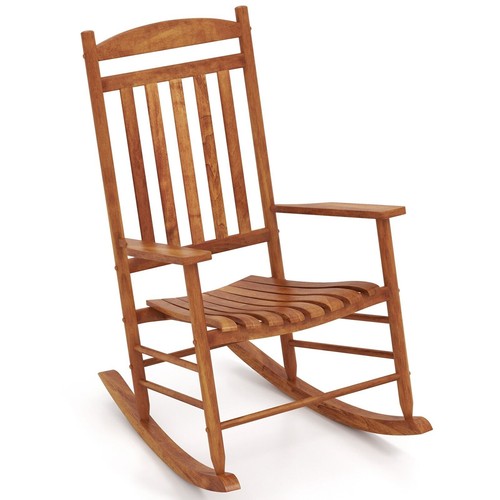 Wooden rocking chair high - wooden, high-back