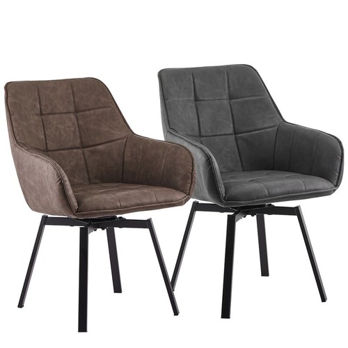 Swivel dining chairs faux - 2x,
