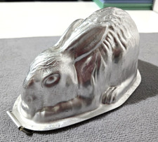 Vintage Rabbit Jelly Mould Aluminum Swan Brand England PAT No 353327 Jello Mold