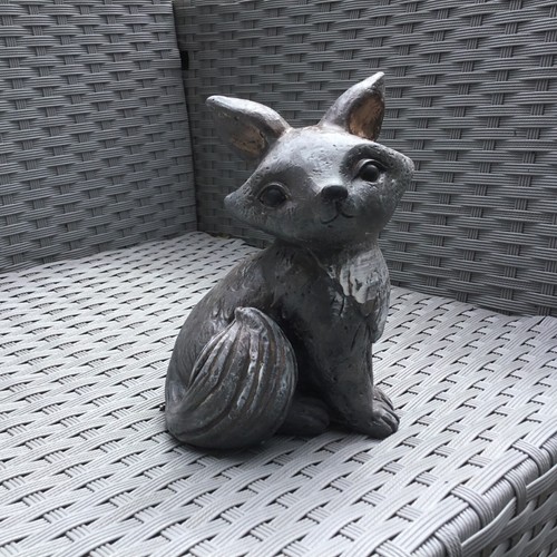 Grey fox garden ornament - fox,
