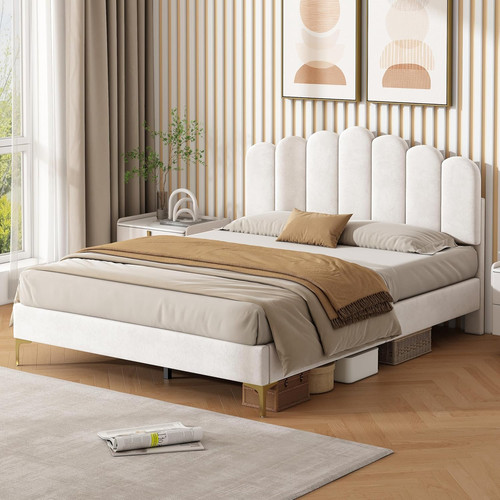 4ft6 velvet double bed frame - velvet,