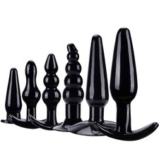 6pcs Black Silicone Anal Butt