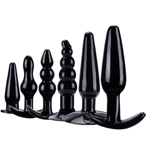 6pcs black silicone anal butt - 6pcs,