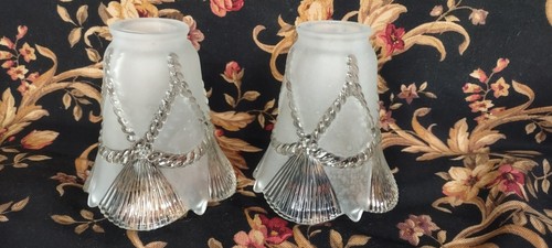 Victorian glass shades - , frosted