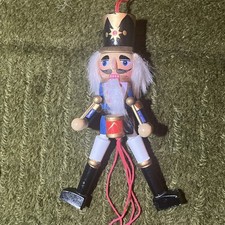 Vintage Christmas Wooden Nutcracker Jumping Jack Hanging Decoration.