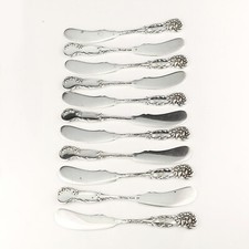 Antique Reed & Barton Sterling Silver Butter Knife Spreader. LA REINE. Set of 11