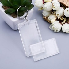 100pcs Blank Keyring Acrylic Plastic Passport Photo Key Rings Craft Picture UK