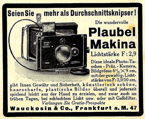 Advertisement 1930 plaubel - advertisement, 1930: