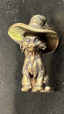 Small Miniature Solid Brass Witches Cat Kitty In A Hat Figure Ornament