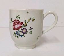 18th Century First Period Worcester Porcelain Coffee Cup Floral Pattern