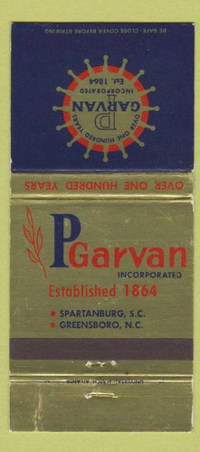 Matchbook cover p garvan - -,