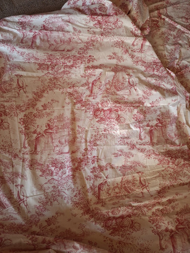 Vintage red toile jouy farm - du,