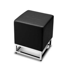 Stylish Cube Leather Ottoman Footstool Cowhide Seat Height 45 cm