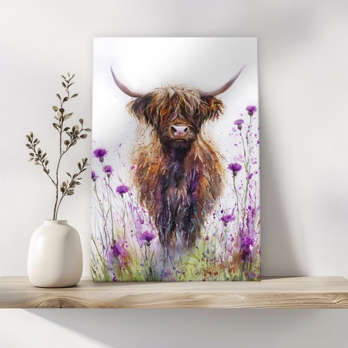 Highland cow thistle flowers - cow,
