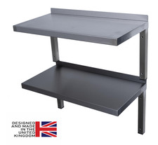 TWO Stainless Steel Shelves for commercial kitchen, workshops & stores