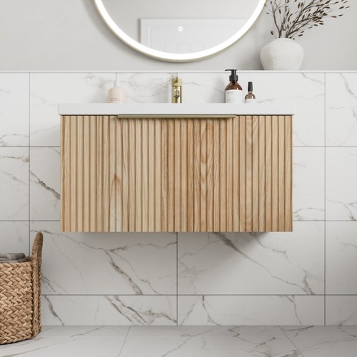 Fluted 800mm bathroom vanity - fluted,