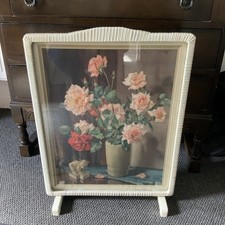 Vintage fire screen with faux - vintage,