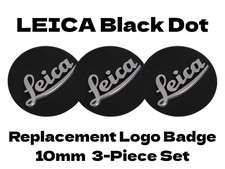 Leica Logo Badge Black 3-Piece Set for M6 M7 M8 M9 M10 Camera 10mm Diameter New