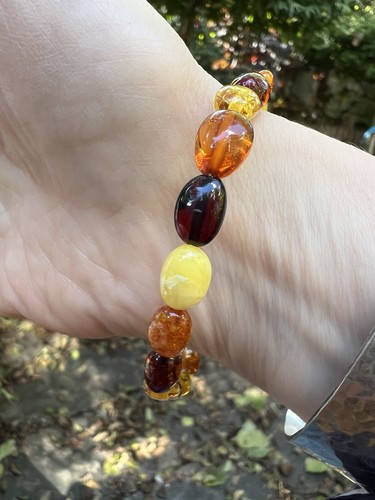 Amber beads mixed - beads, oval