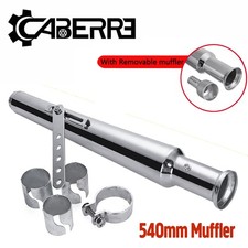 21'' Motorcycle Exhaust Pipe Muffler Silver Chopper Cafe Racer Universal 