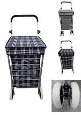60L Folding Shopping Trolley Cart with 4 or 6 Wheels Travel Bag on Wheels