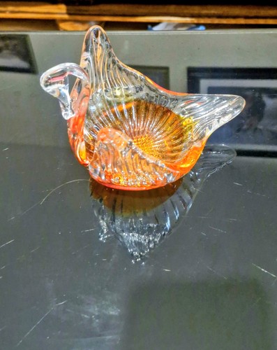Vintage clear glass swan - vintage,