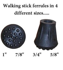 WALKING STICK END / CANE / FERRULE / RUBBER / PROTECTOR  SIZES 1" 7/8" 3/4" 5/8"