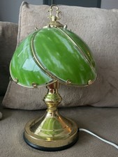 Vintage Tiffany Style Green Glass Table Touch Lamp