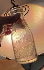 Old Williamsport PA Milk Bottle Producers Dairy Co Pint Size Advertising.