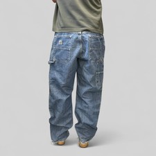 Vintage Lee dungarees baggy wide leg carpenter denim jeans blue W38 x L30