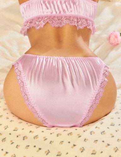 Silky satin frilly tanga - satin,