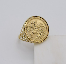 9ct Solid Gold Half Sovereign Ring Saint George Medal Coin Size X NEW 20mm