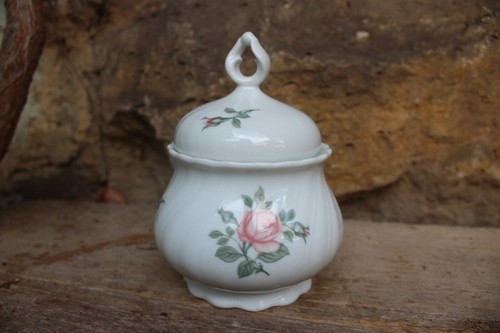Sugar bowl with rose - bowl, decor