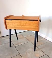 Vintage Mid Century Sewing Box Beech & Black Work Box 1950s/60s