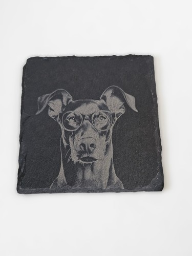 Dobermann slate coaster office - dobermann,