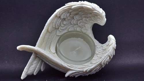 White angel wing votive - wing, tea
