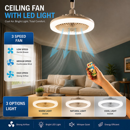 Ceiling fan with - light, 3