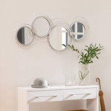 Modern Metal Wall Art with Mirror, Wall Sculpture Decor for Living Room
