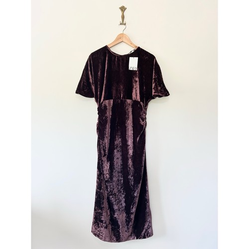 Zara burgundy velvet maxi - burgundy,