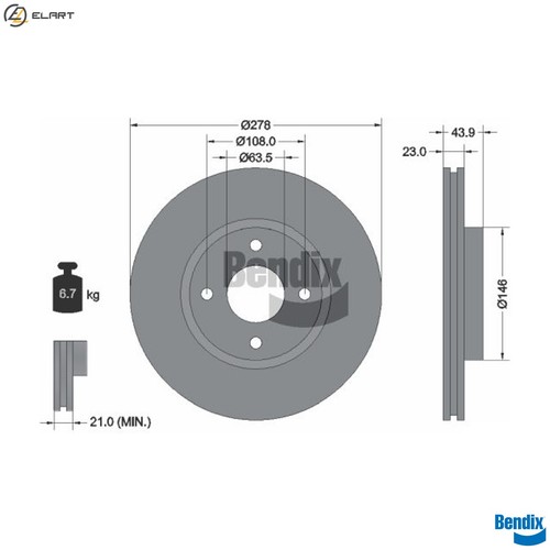 Brake disc bds1177 for ford - disc,