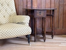 Antique Oak Drop Leaf Side Table  Small Georgian Gate Leg Table