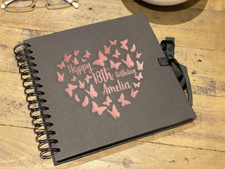 Personalised Any Age Butterfly Heart Birthday Black Scrapbook Photo Album