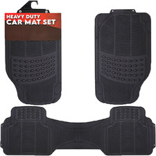 HEAVY DUTY UNIVERSAL RUBBER CAR FLOOR MATS 3 PIECE FRONT REAR UNIVERSAL CAR MATS