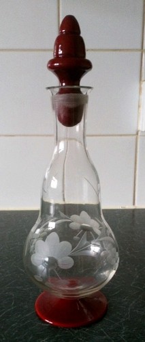 Lovely glass decanter with - decanter, red