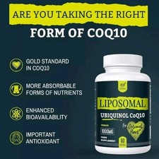 Liposomal Ubiquinol Vegan CoQ10 1000 mg - The Active Form of CoQ10 (60 Softgels)