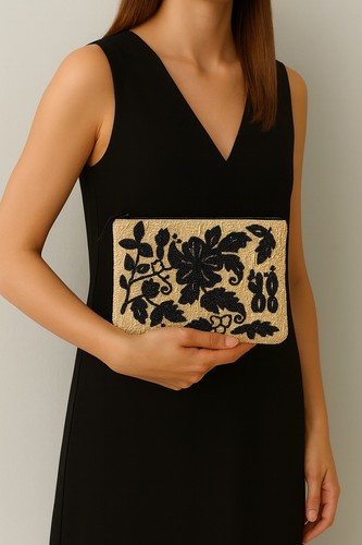 Zara black suede clutch bag - black,
